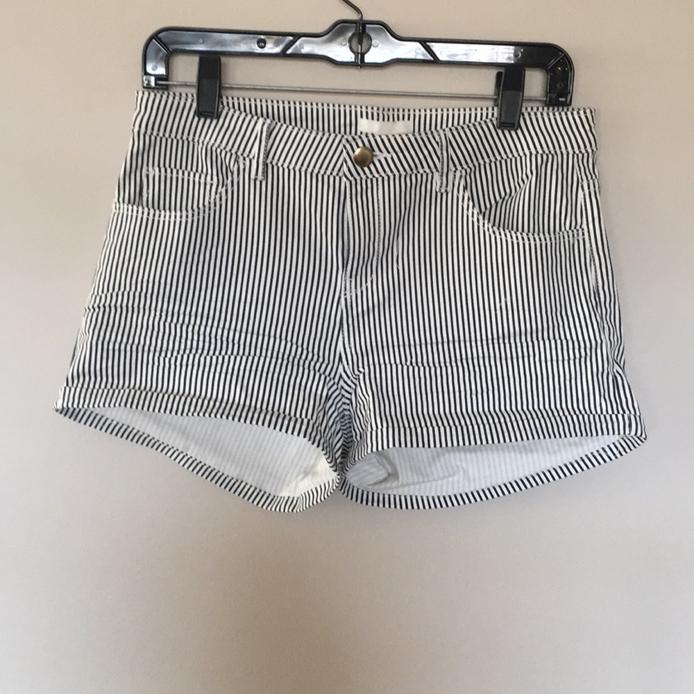 H&M Black and White Striped Jean Shorts